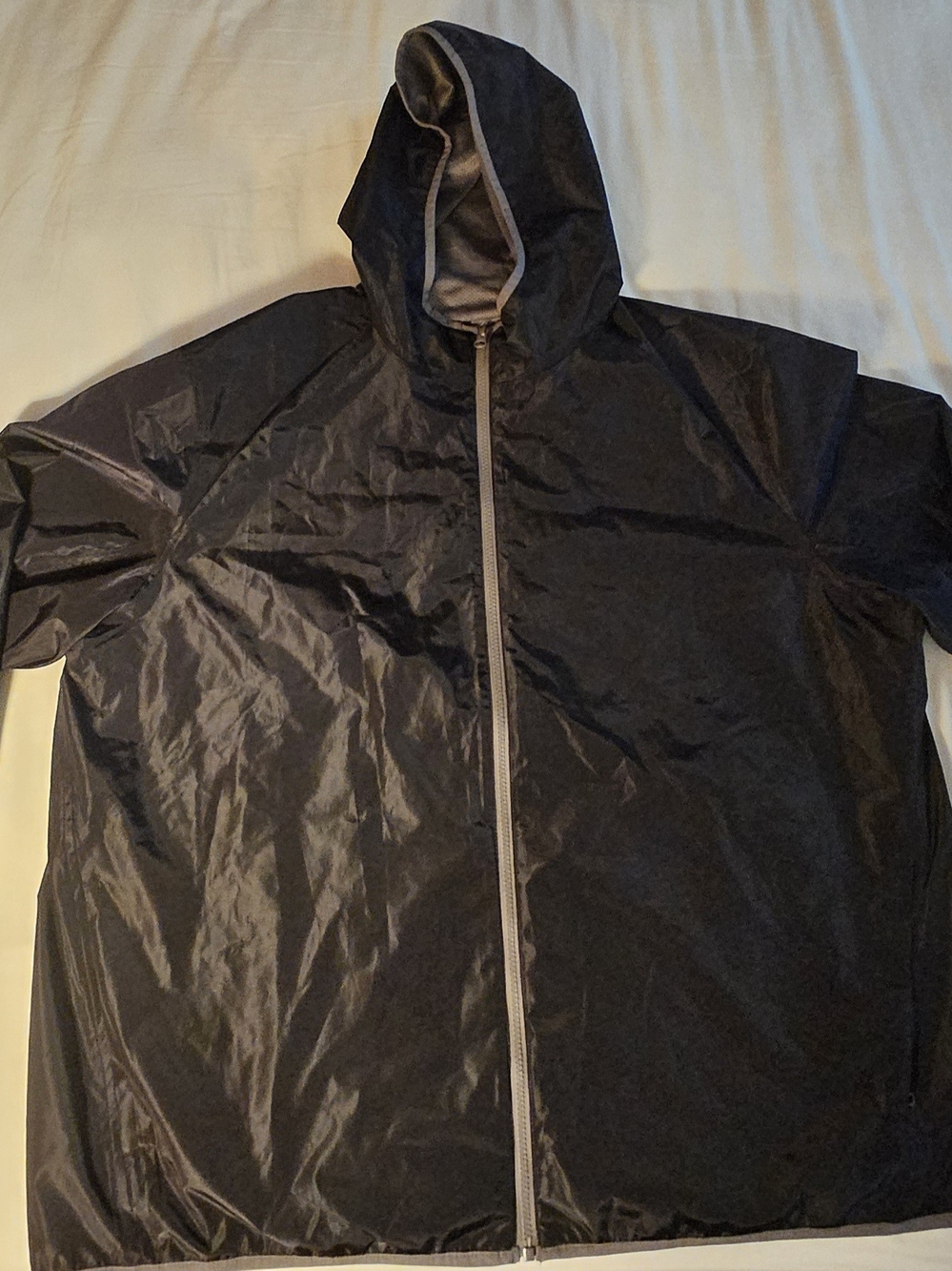 Lands' End Mens 2XL Windbreaker Jacket Navy Blue Hooded Mesh Lined Lightweight - Picture 2 of 7